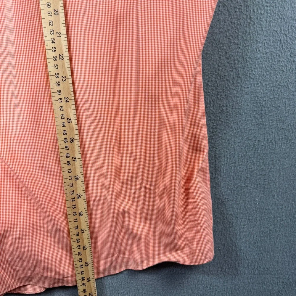 Brooks Brothers Mens 18.5 34/35 Orange Gingham 100% Supima Cotton Non-Iron Shirt - Picture 8 of 8